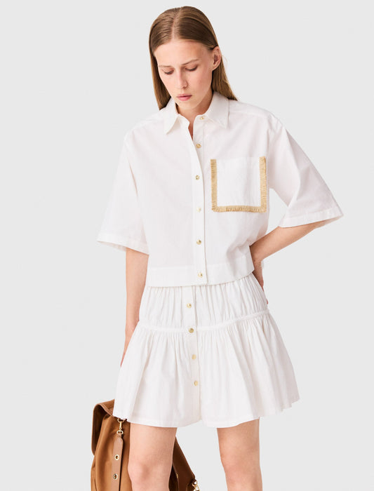 Cotton skirt with gold buttons White