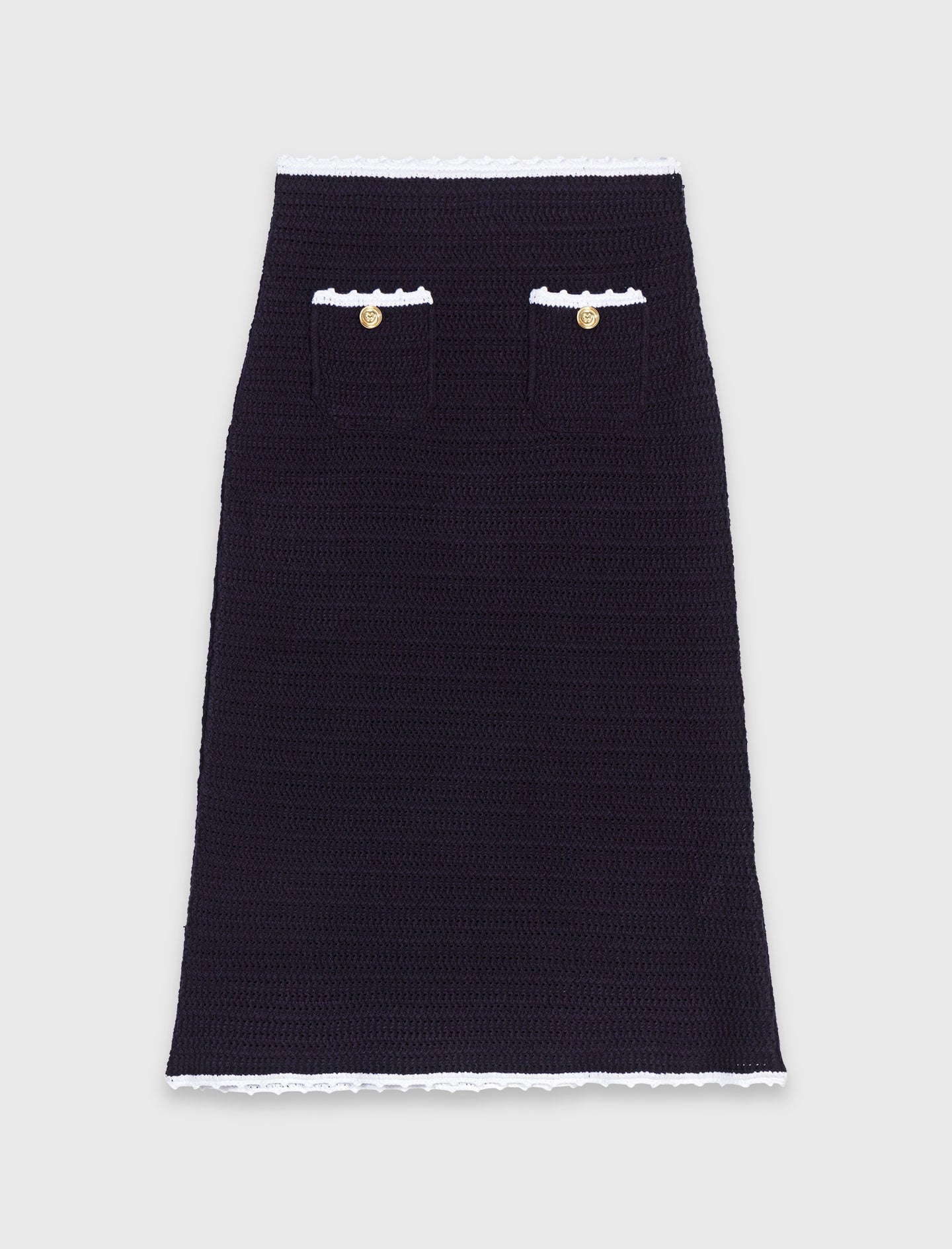 Midi skirt with crochet trim Navy