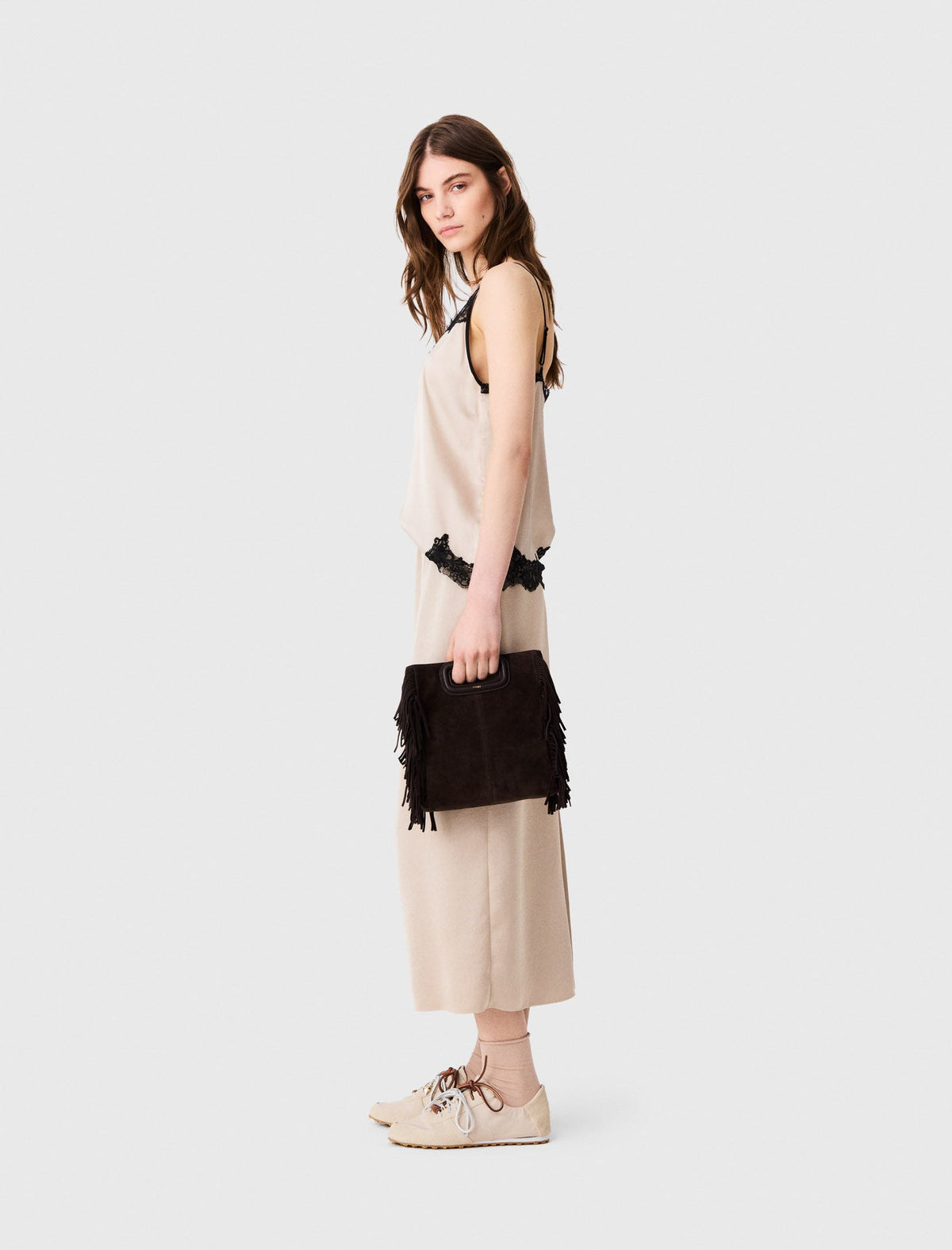 Satin pencil skirt Beige