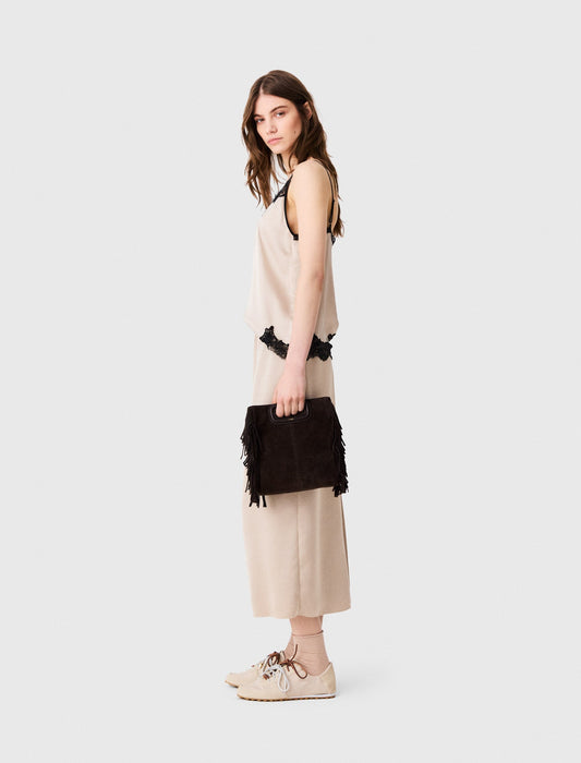 Satin pencil skirt Beige
