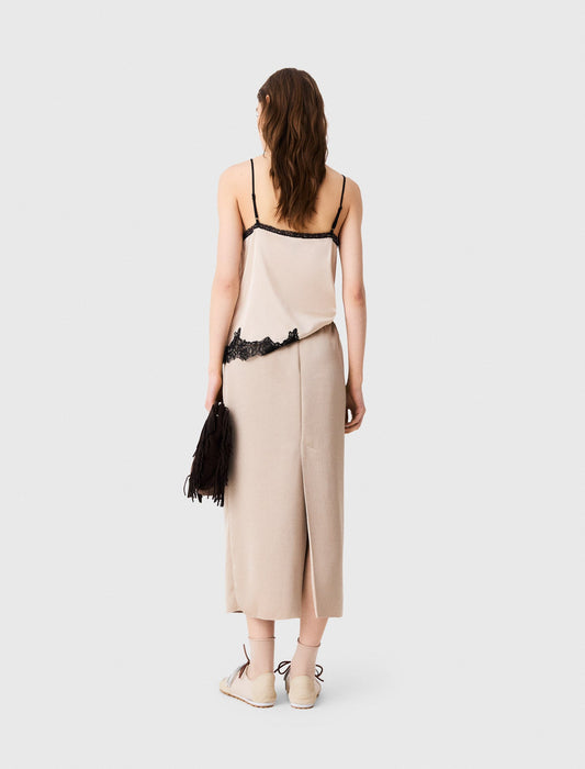 Satin pencil skirt Beige