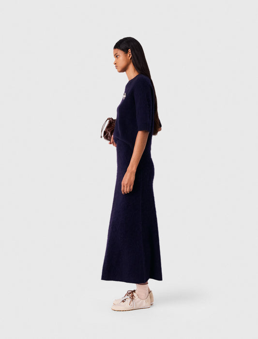 Straight-cut knitted skirt Navy