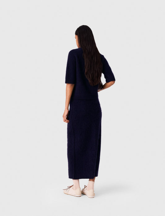 Straight-cut knitted skirt Navy