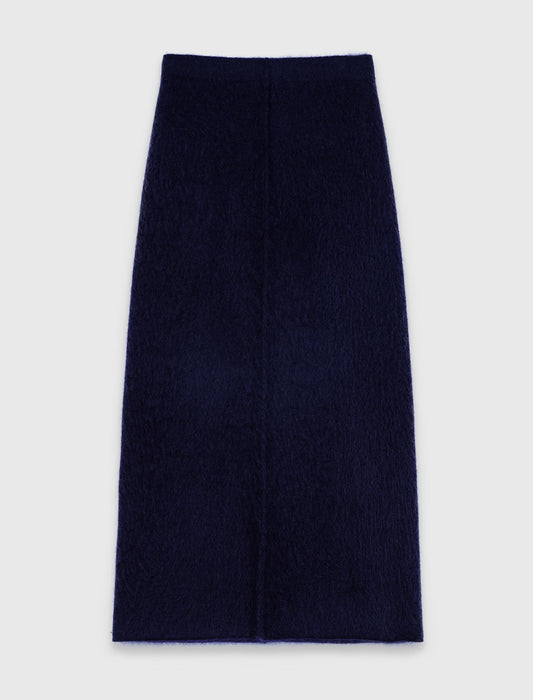 Straight-cut knitted skirt Navy