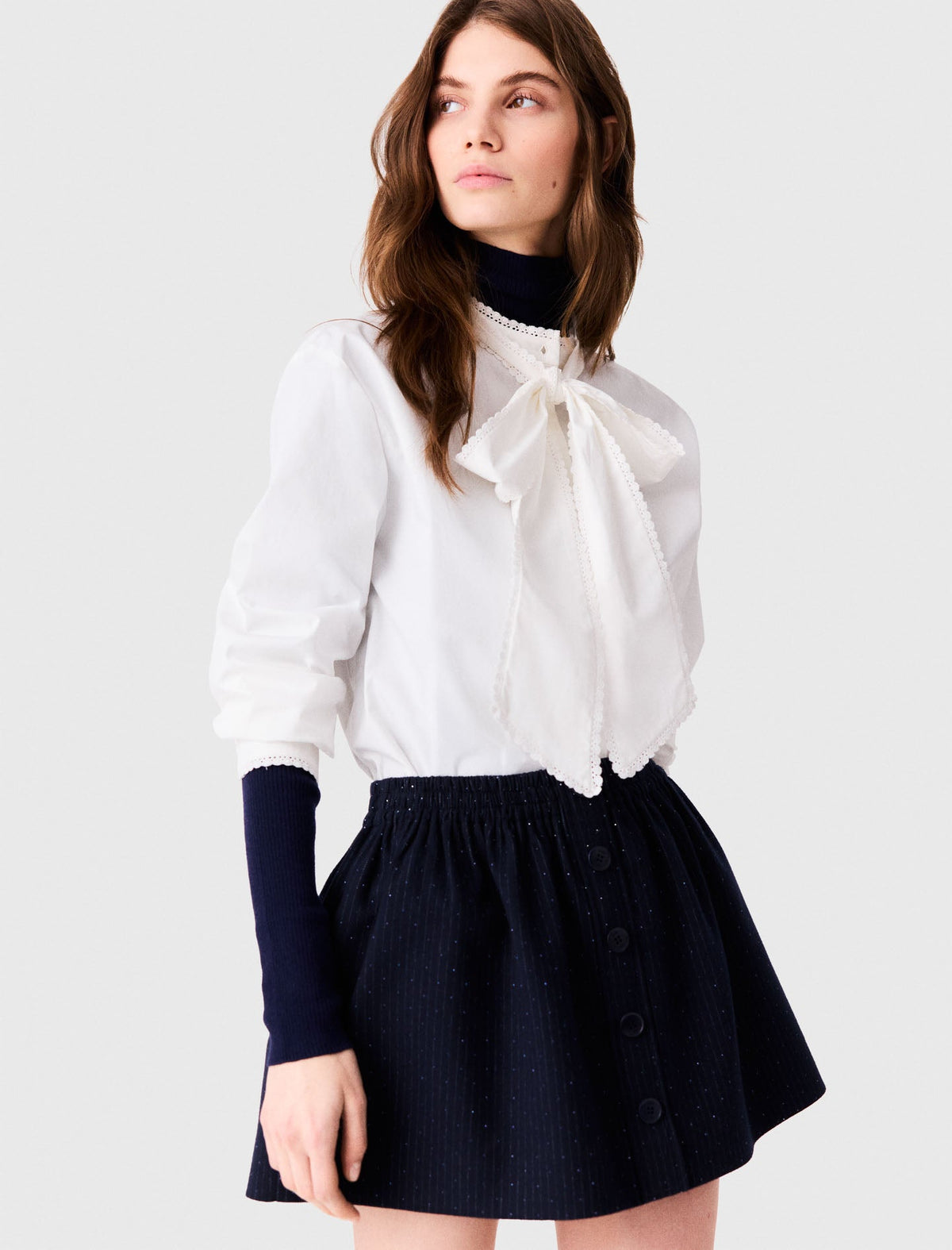 Short tailored rhinestone skirt Navy