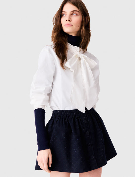 Short tailored rhinestone skirt Navy