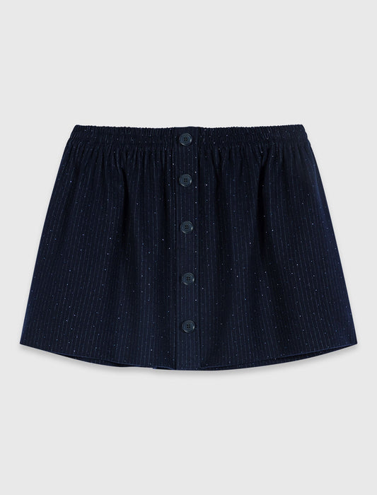 Short tailored rhinestone skirt Navy