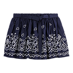 Short embroidered ruffled skirt Navy Bandana Embroidered