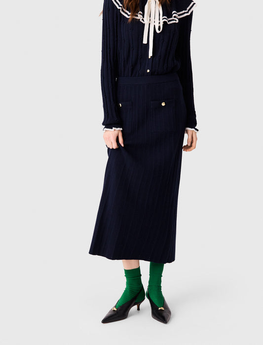 Knit pencil skirt with pockets Navy