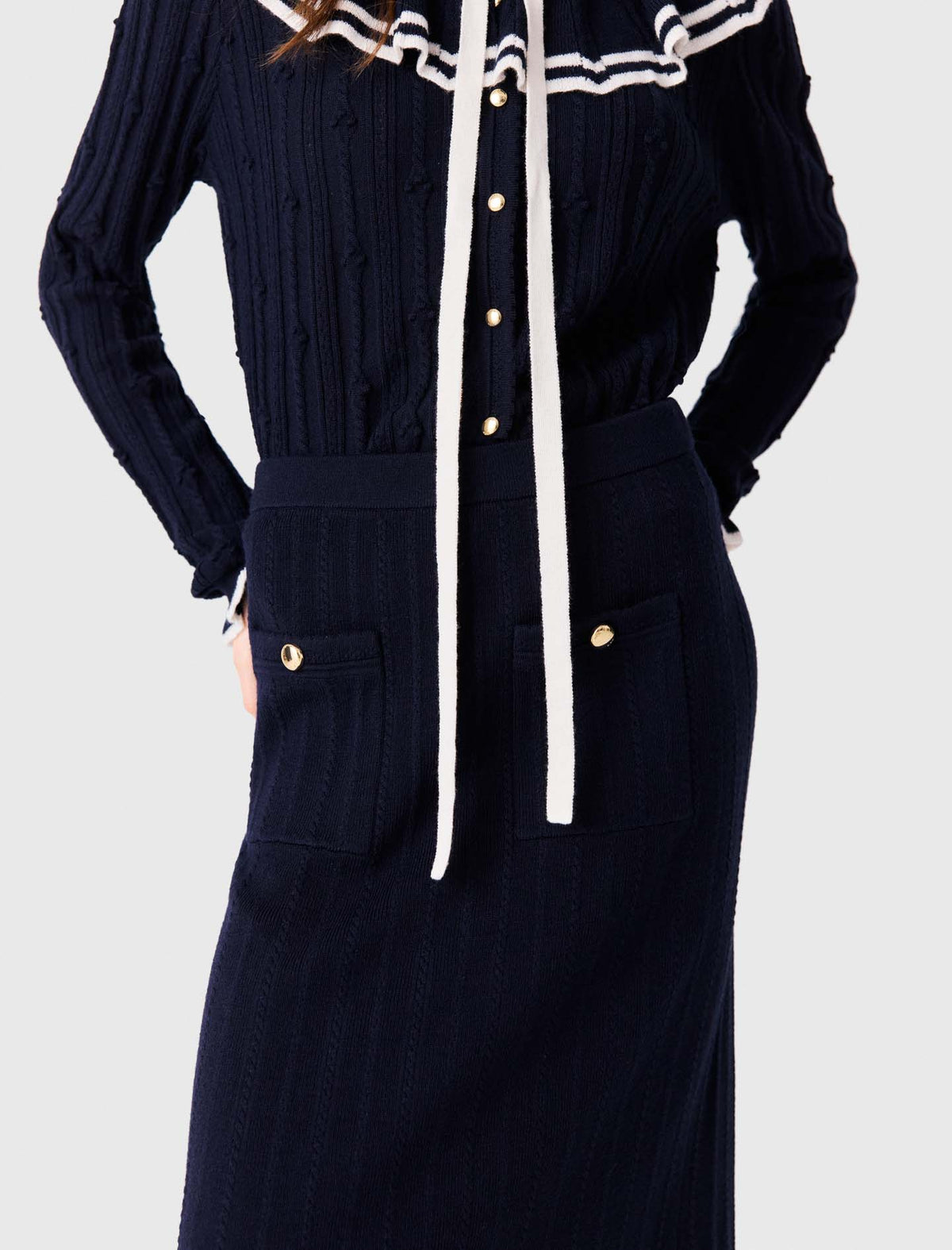 Knit pencil skirt with pockets Navy