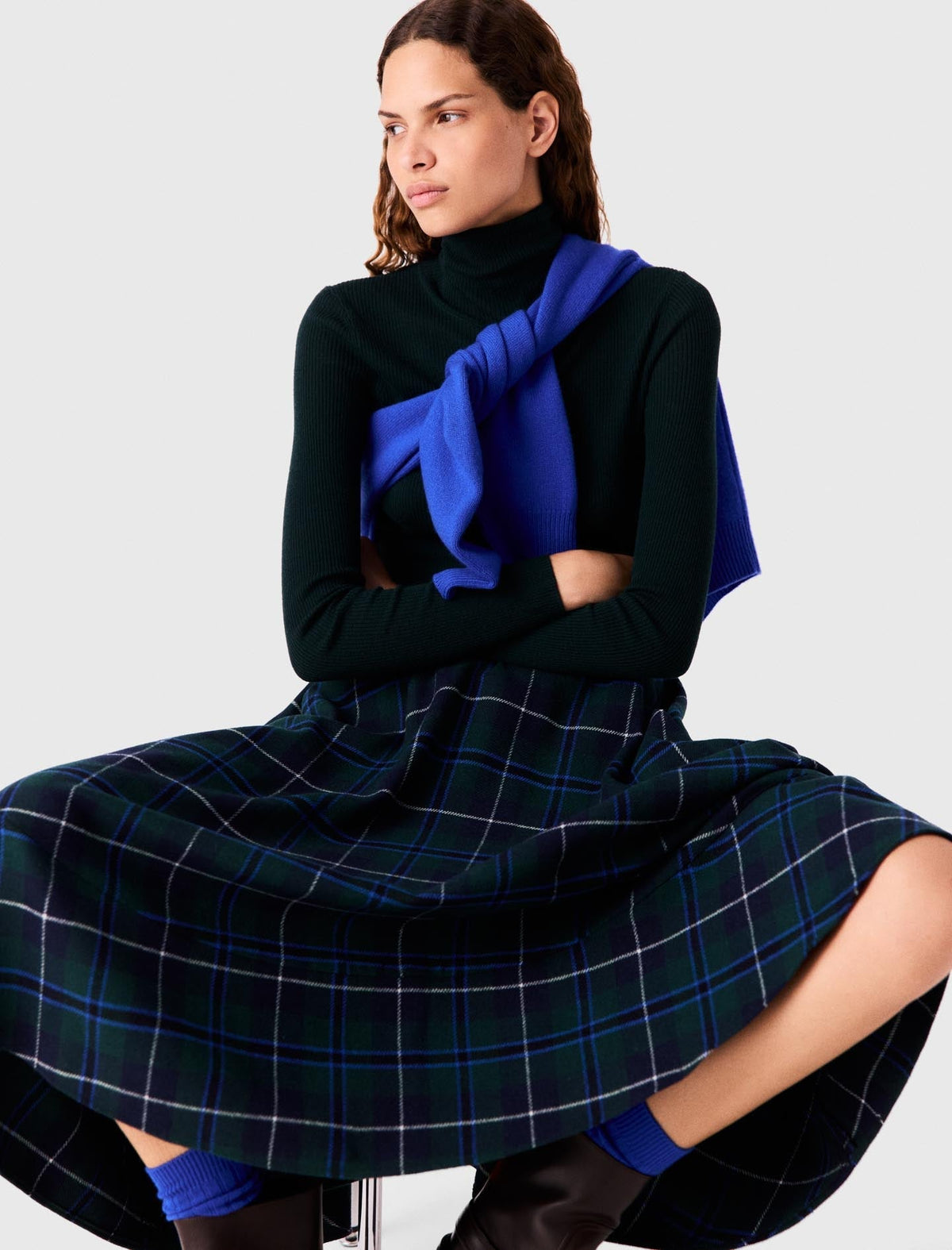 Maje Woven Skirt Bottle Green