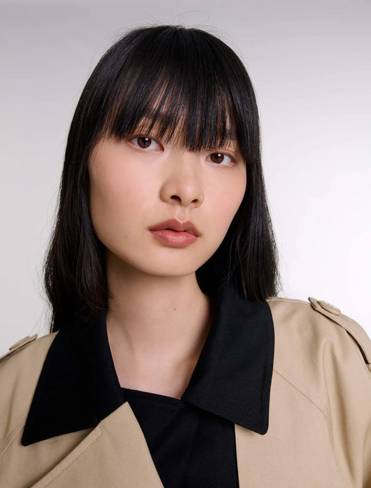 Black/Camel   Short two-tone trench coat