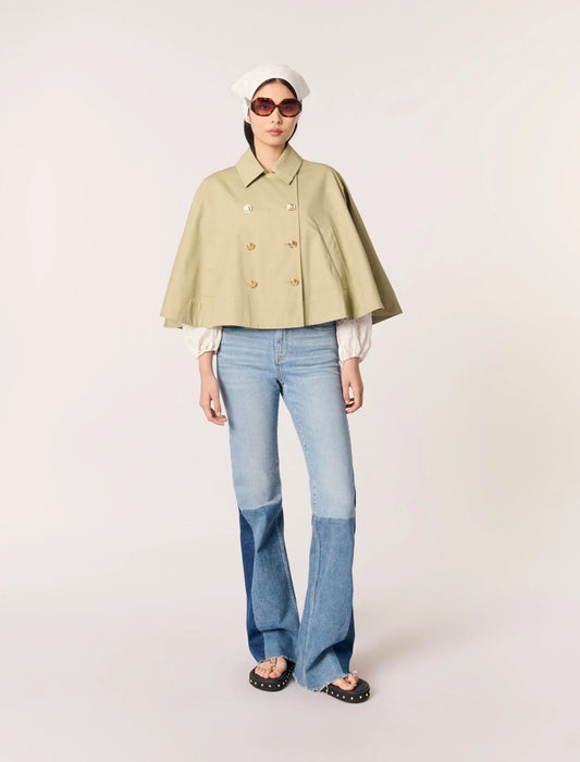 Khaki-featured-Short Cape-Effect Trench Coat
