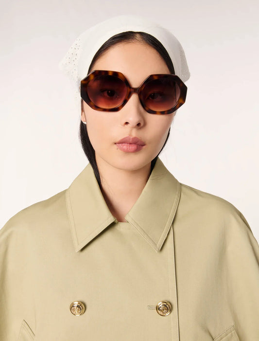 Khaki-Short Cape-Effect Trench Coat