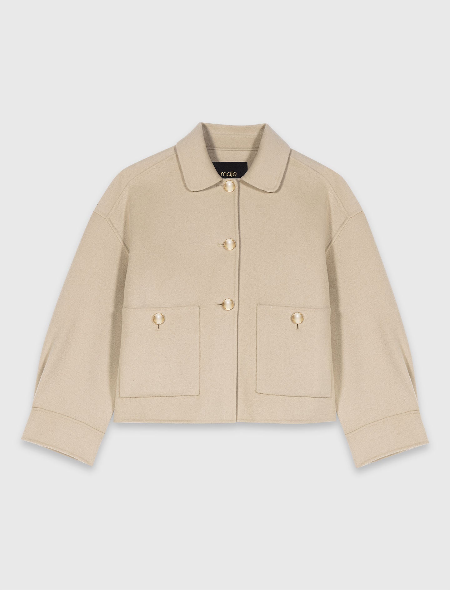 ジャケット・アウター Slight bogue wool jacket Short pleated-back wool jacket