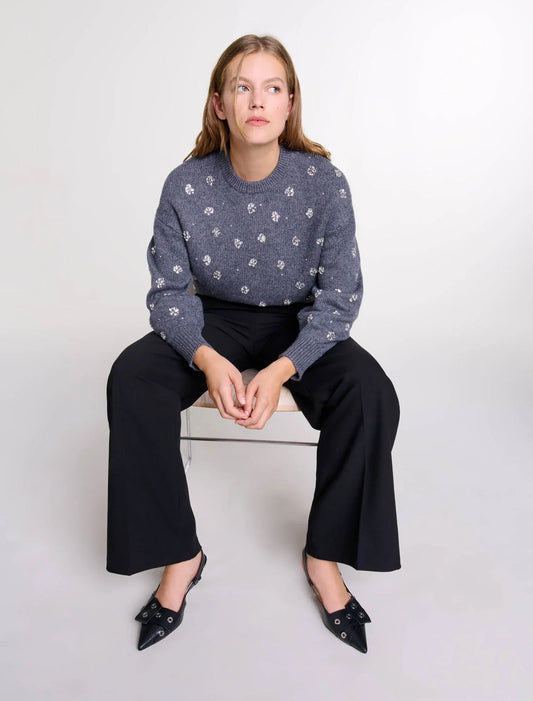 Black-WIDE BELTED TROUSERS