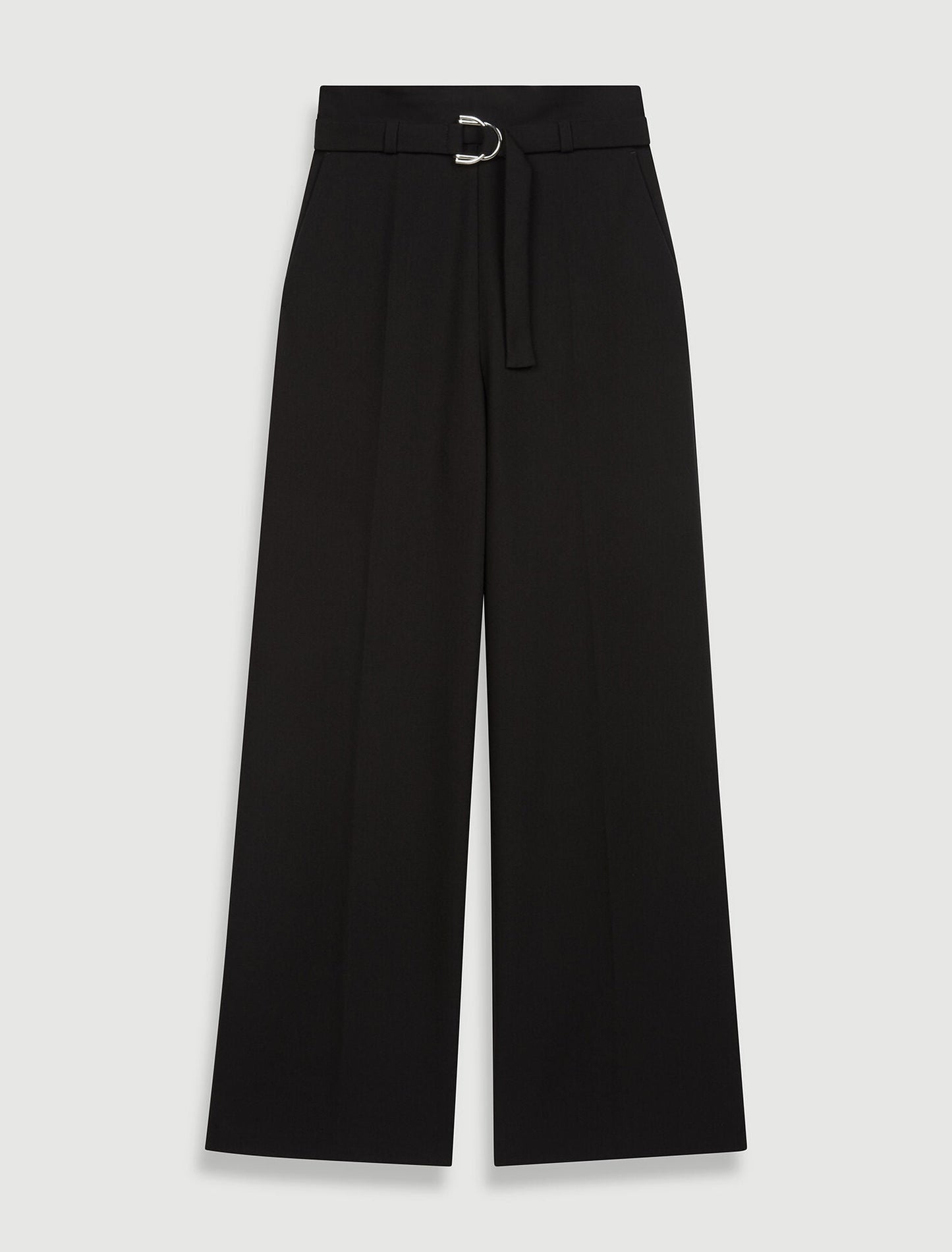 Black-WIDE BELTED TROUSERS