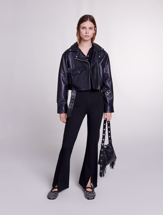 Black featured-Slit trousers