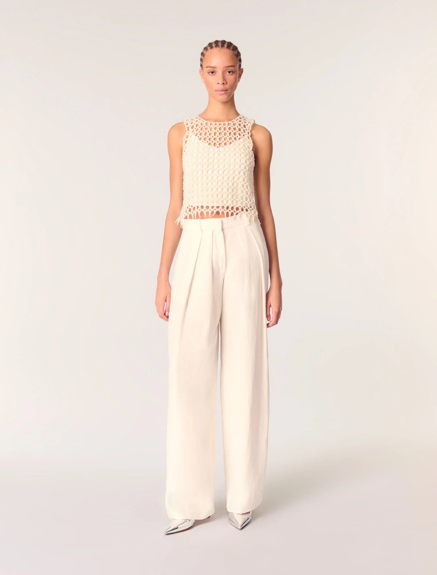 Ecru-featured-Wide-Leg Suit Trousers
