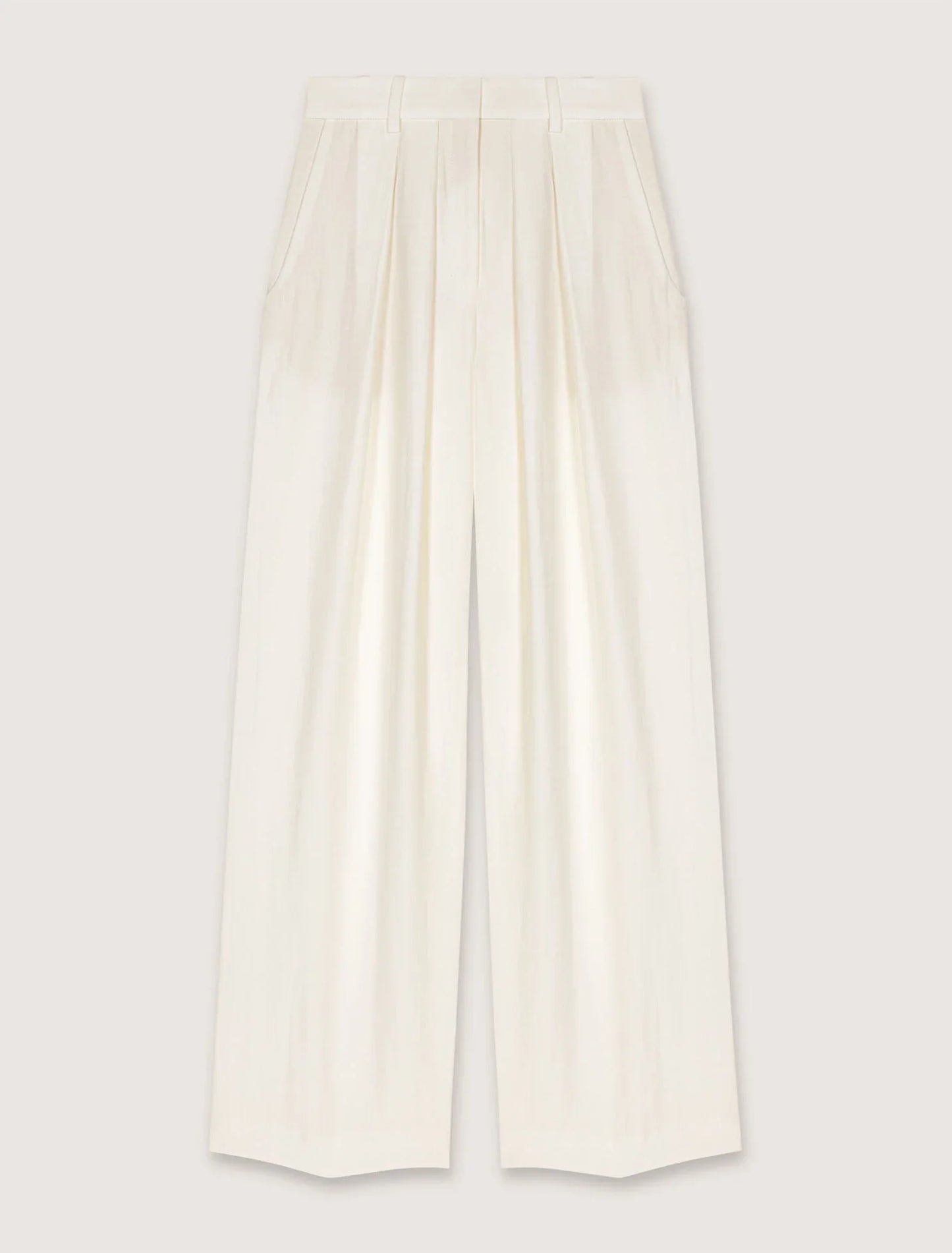 Ecru-Wide-Leg Suit Trousers