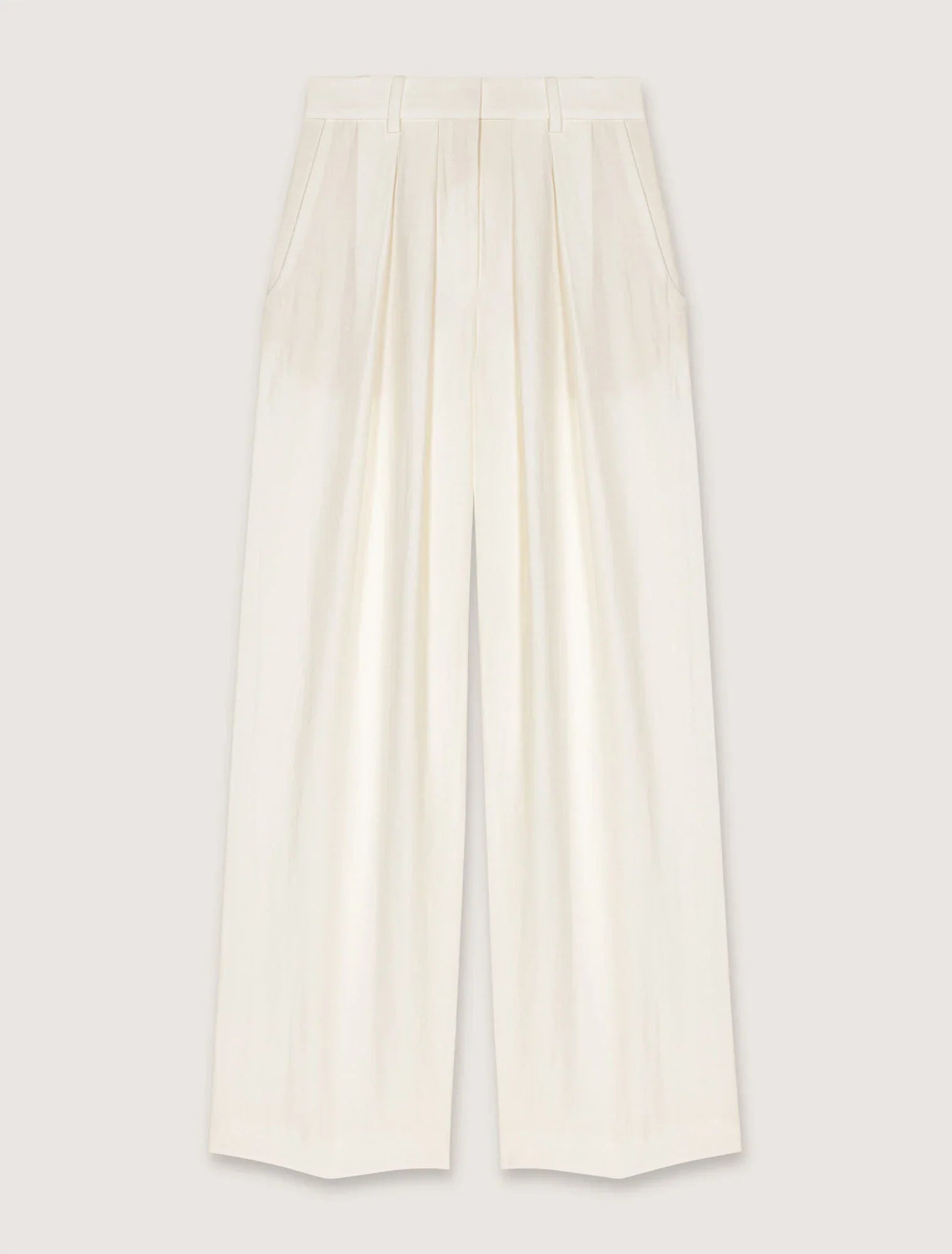 Ecru-Wide-Leg Suit Trousers