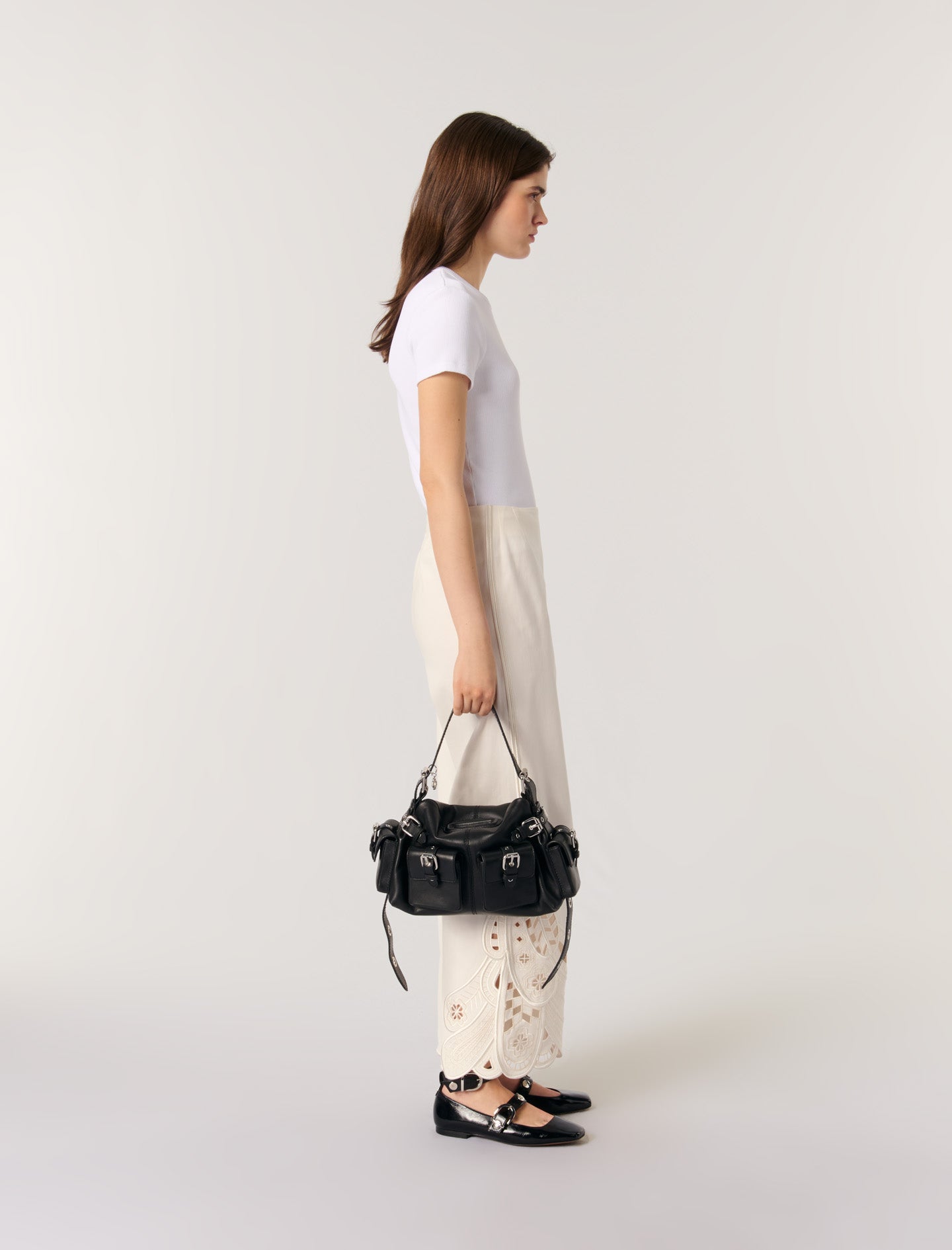 Ecru-Embroidered trousers