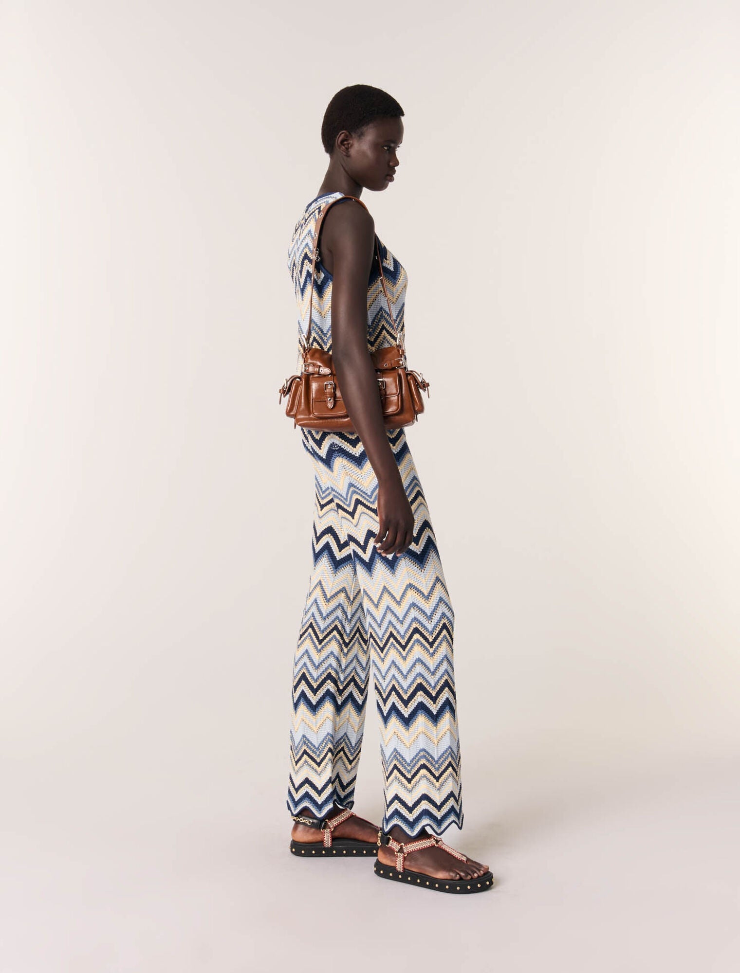Blue/White-Crochet trousers