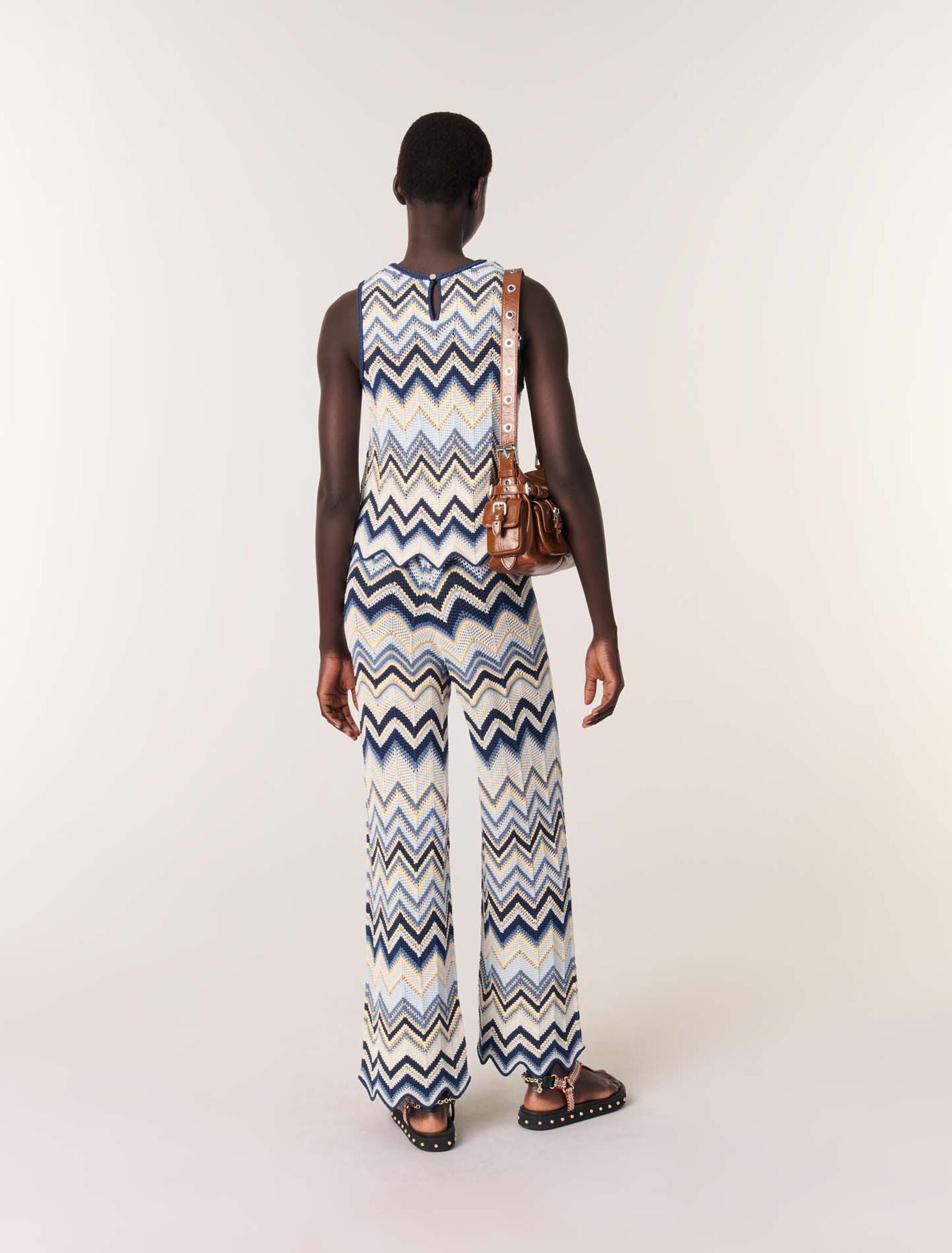 Blue/White-Crochet trousers