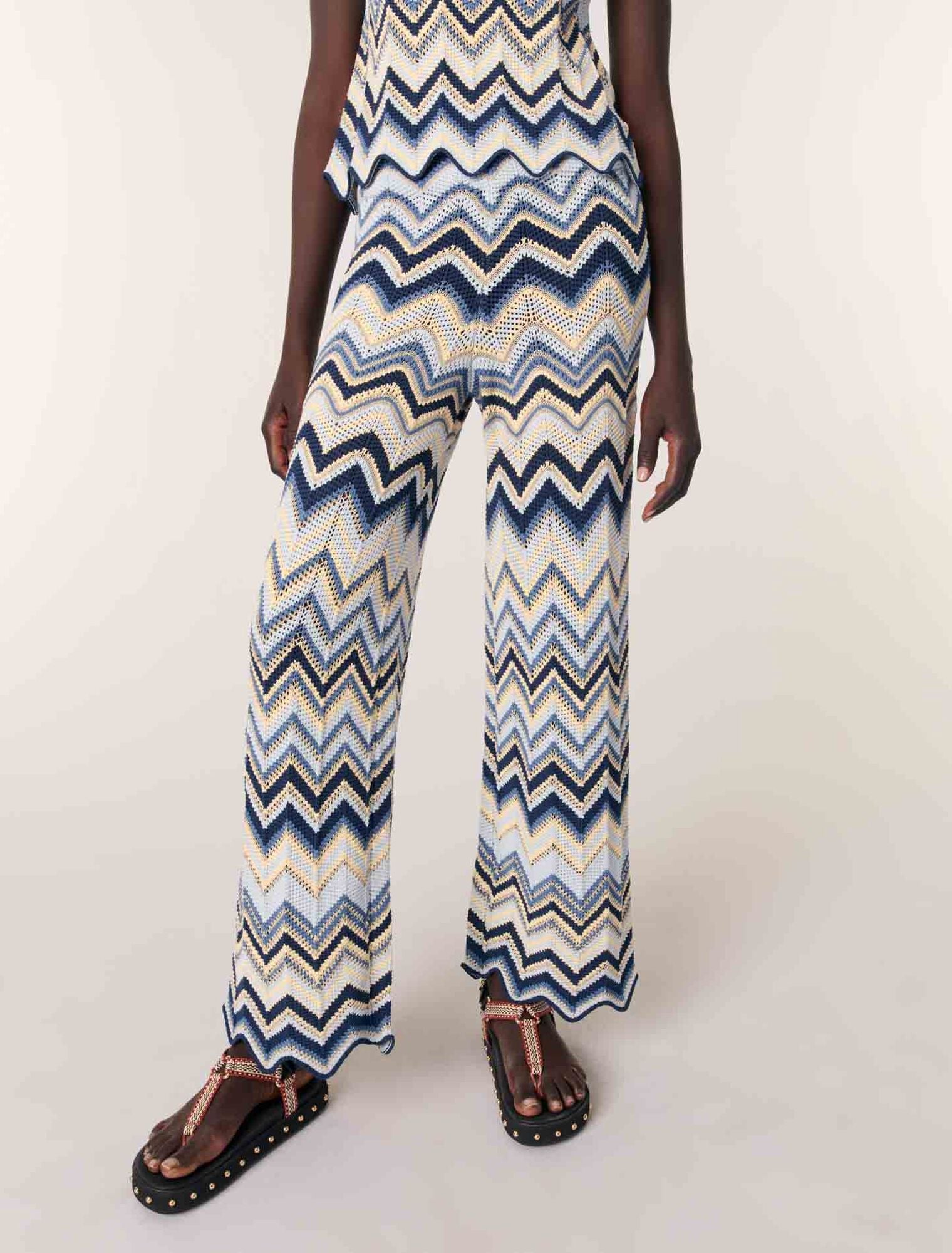 Blue/White-Crochet trousers