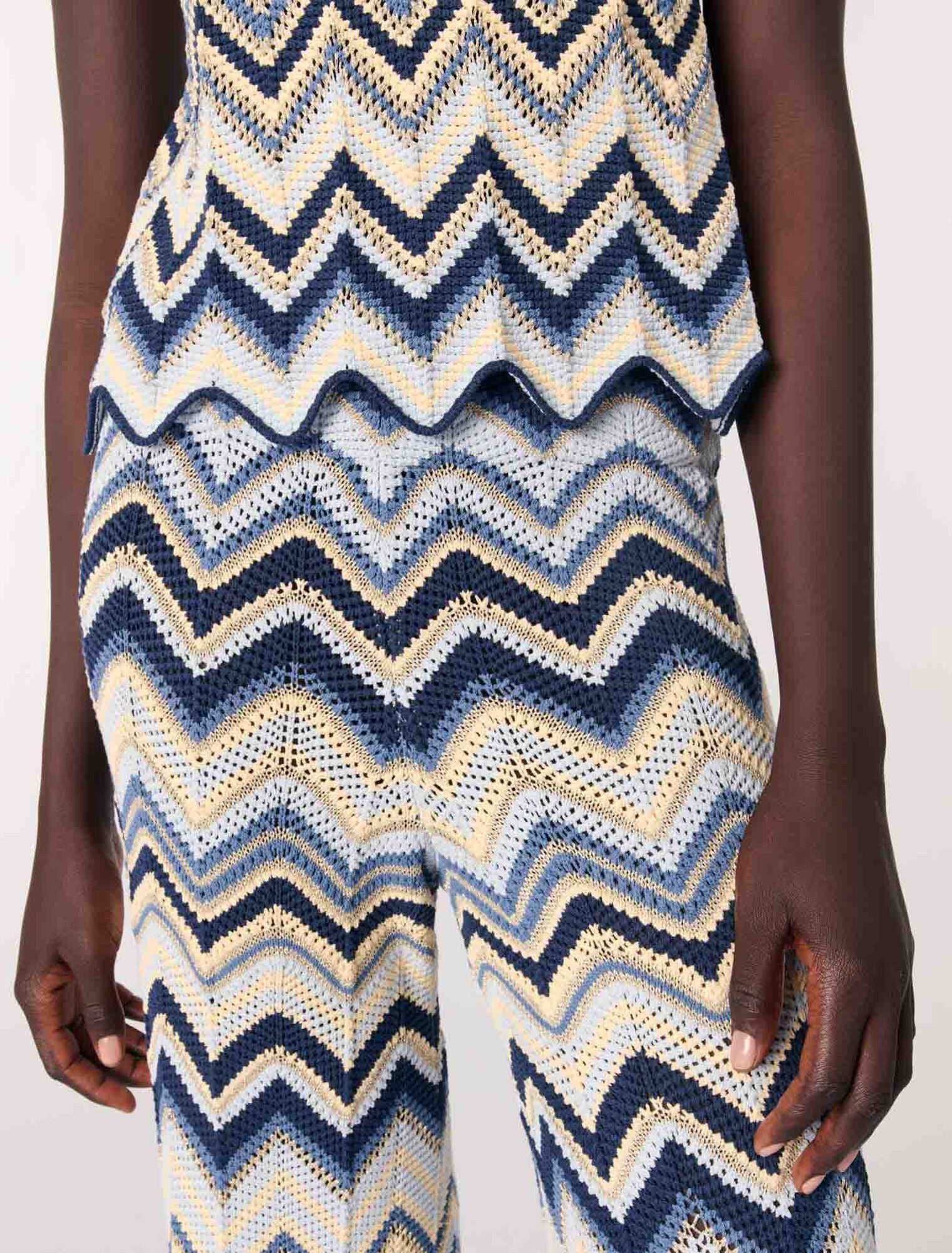 Blue/White-Crochet trousers