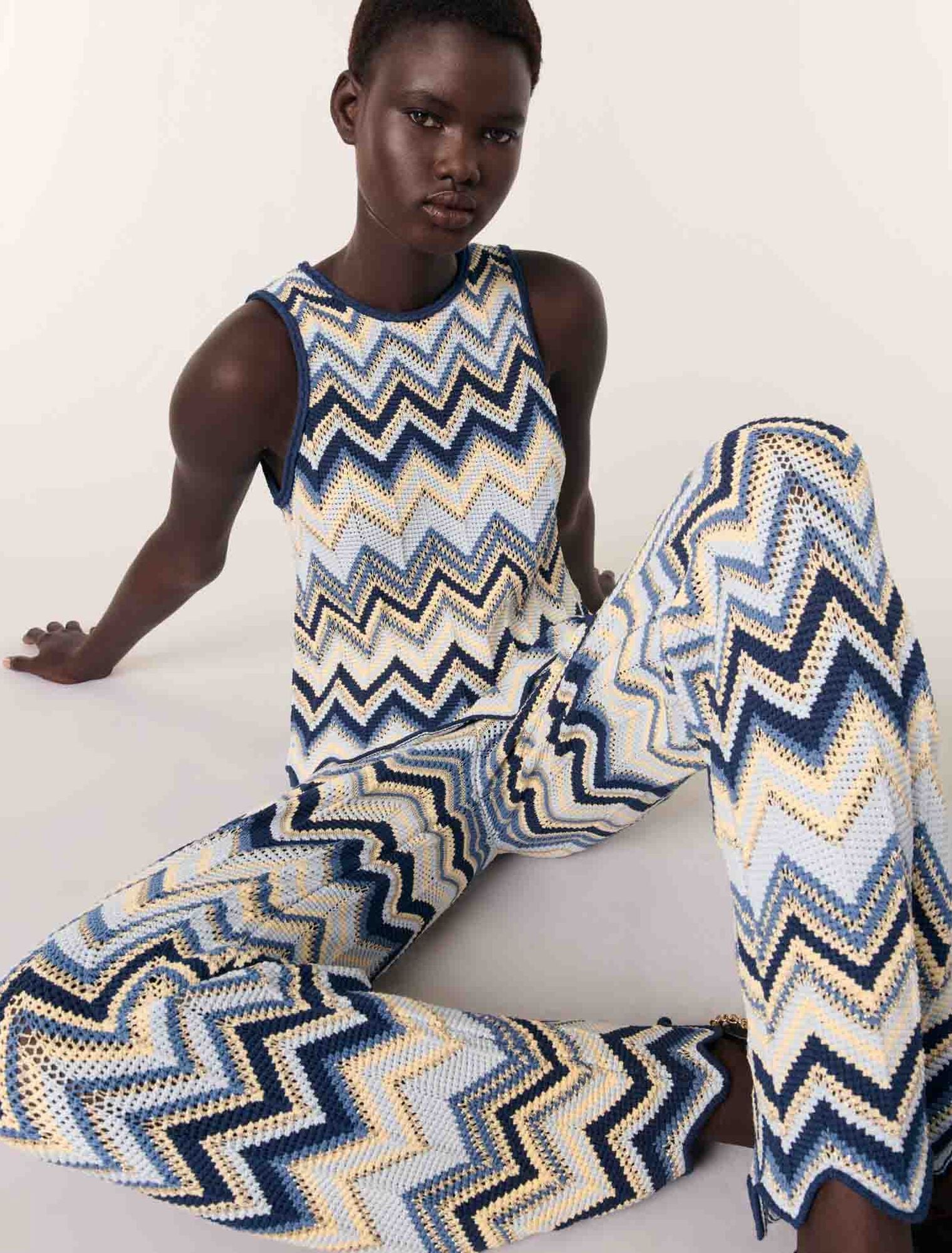 Blue/White-Crochet trousers