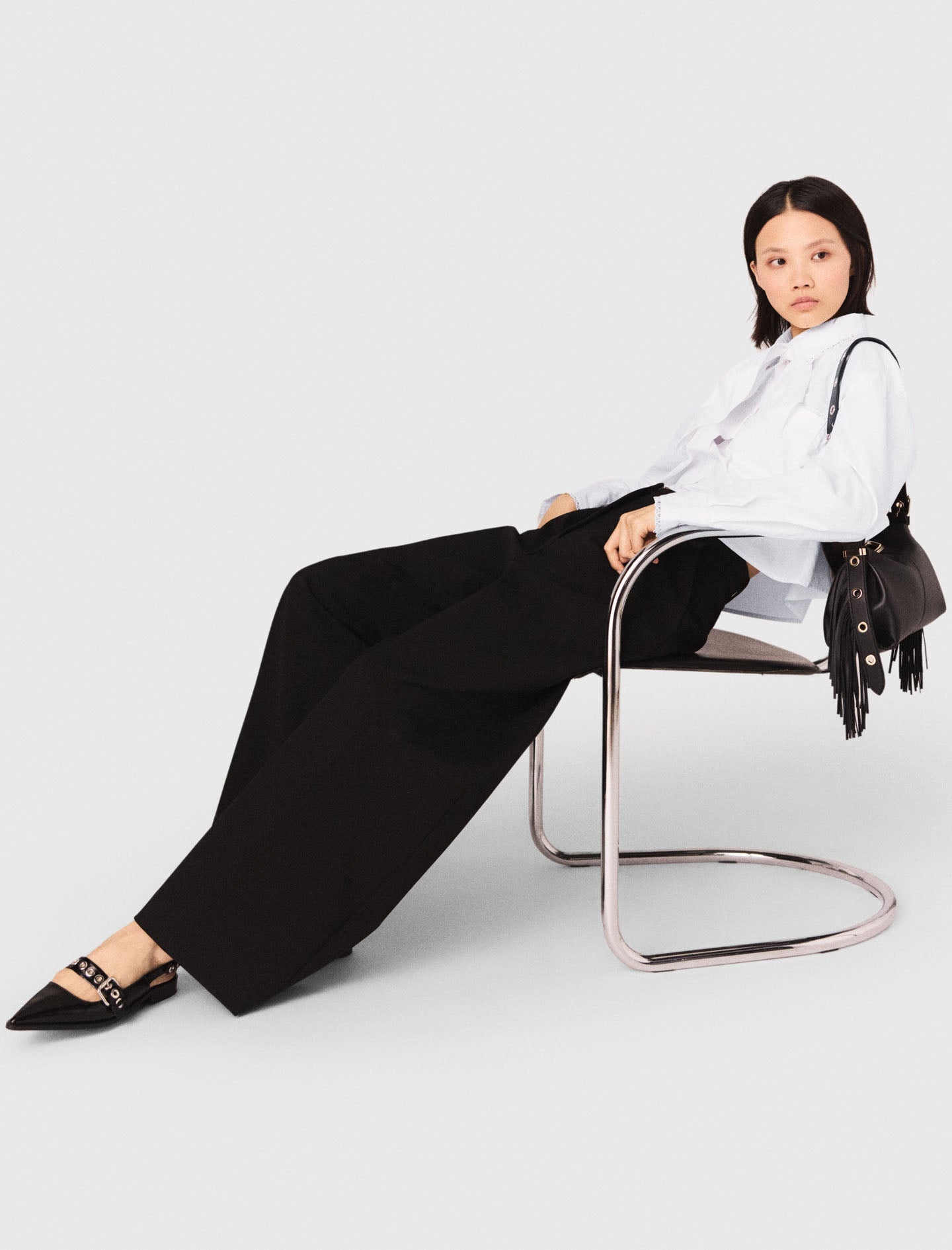 Balloon Suit Trousers BLACK