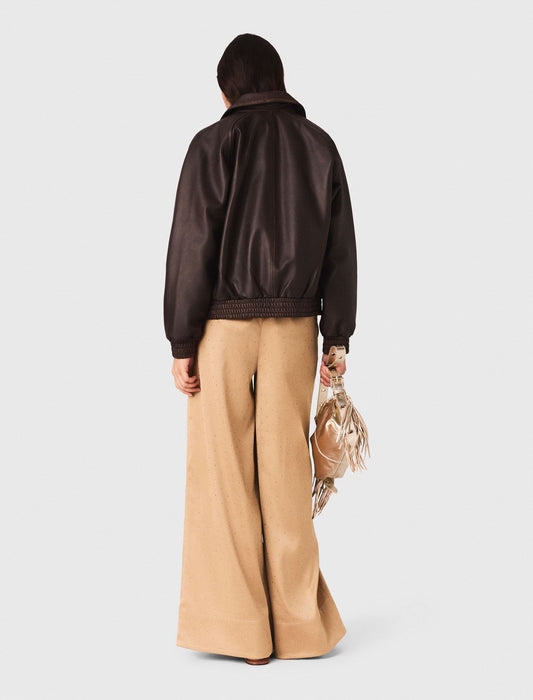 Rhinestone satin trousers