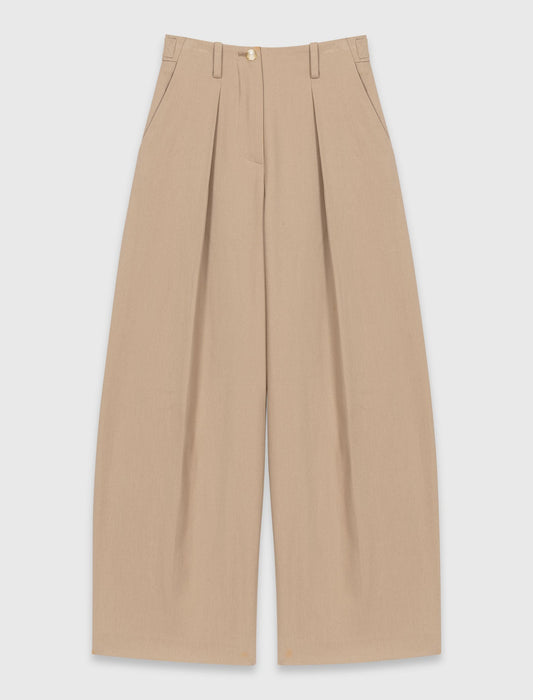 Cotton Balloon Trousers Mastic Beige