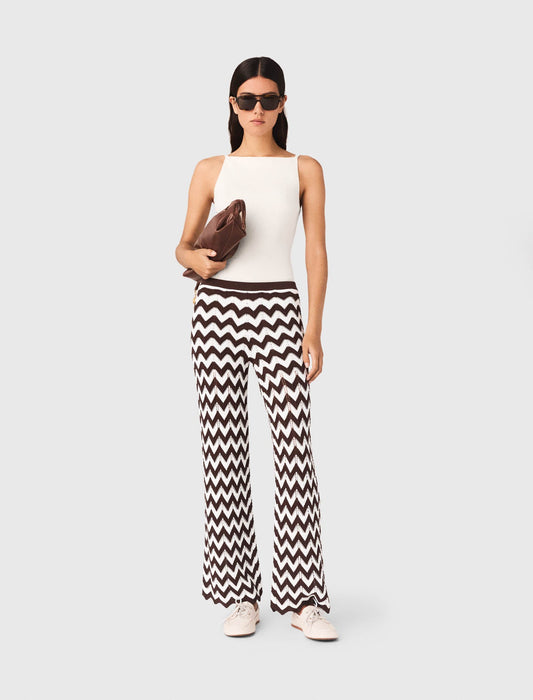 Zigzag Crochet Trousers Brown/White