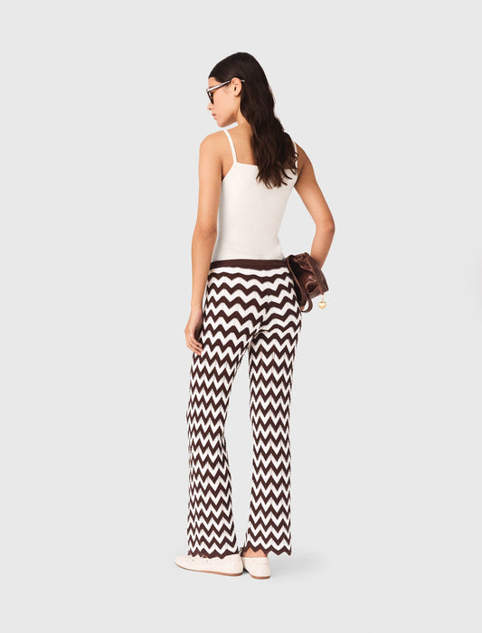 Zigzag Crochet Trousers Brown/White