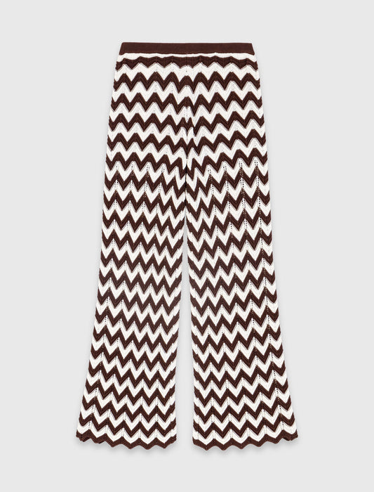 Zigzag Crochet Trousers Brown/White
