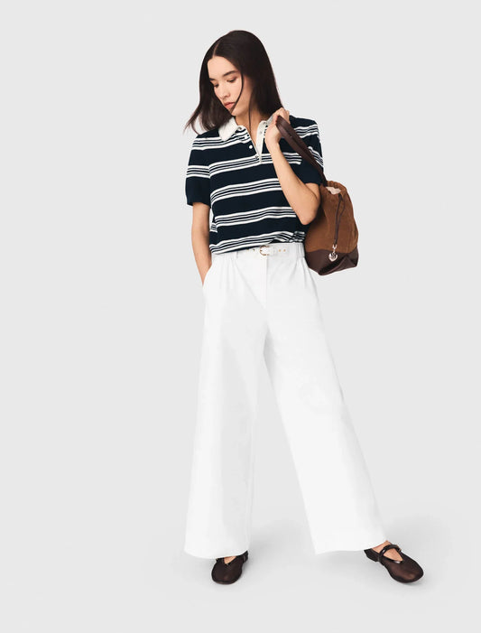 Wide-Leg Cotton Trousers White