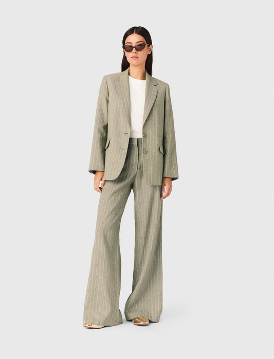 Linen-Blend Suit Trousers Khaki