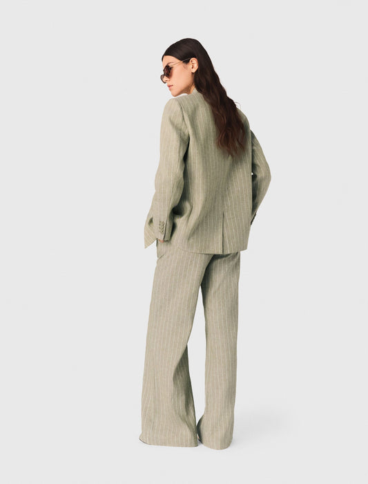 Linen-Blend Suit Trousers Khaki
