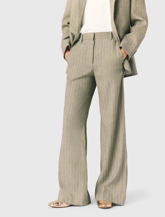 Linen-Blend Suit Trousers Khaki