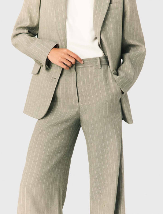 Linen-Blend Suit Trousers Khaki