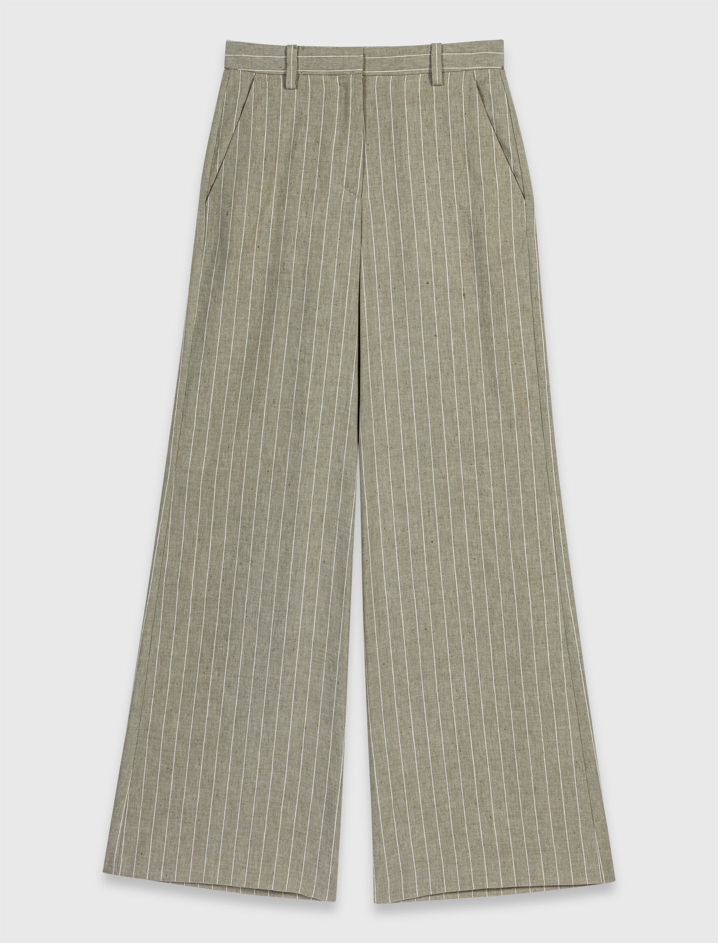 Linen-Blend Suit Trousers Khaki