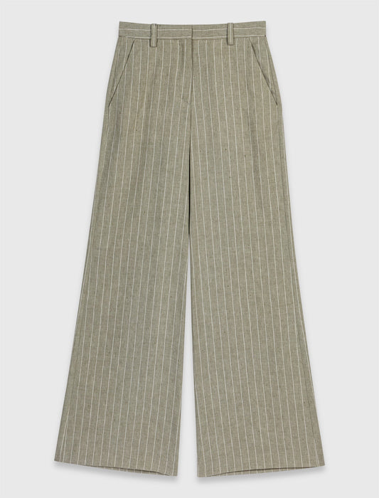 Linen-Blend Suit Trousers Khaki