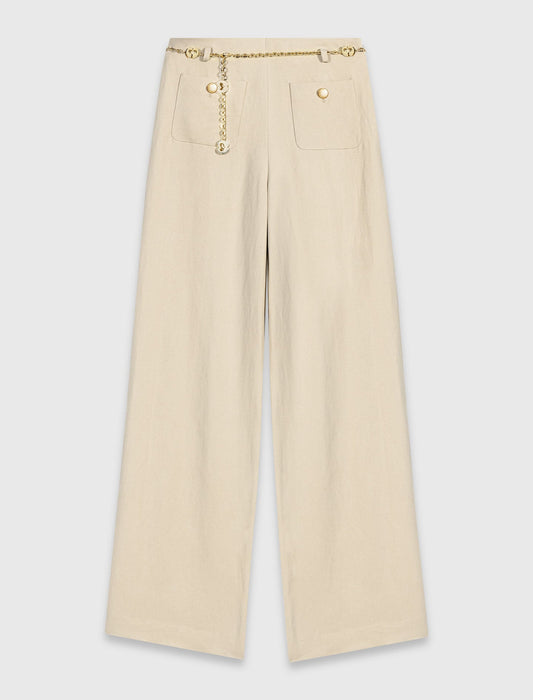 Linen blend suit trousers Beige