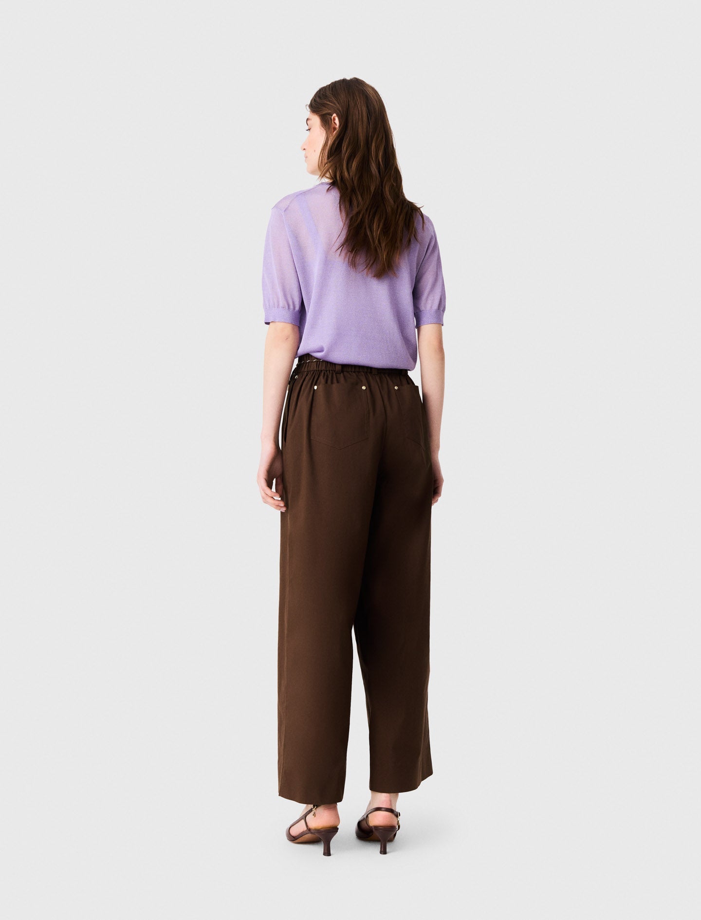 Wide-leg cotton trousers Brown