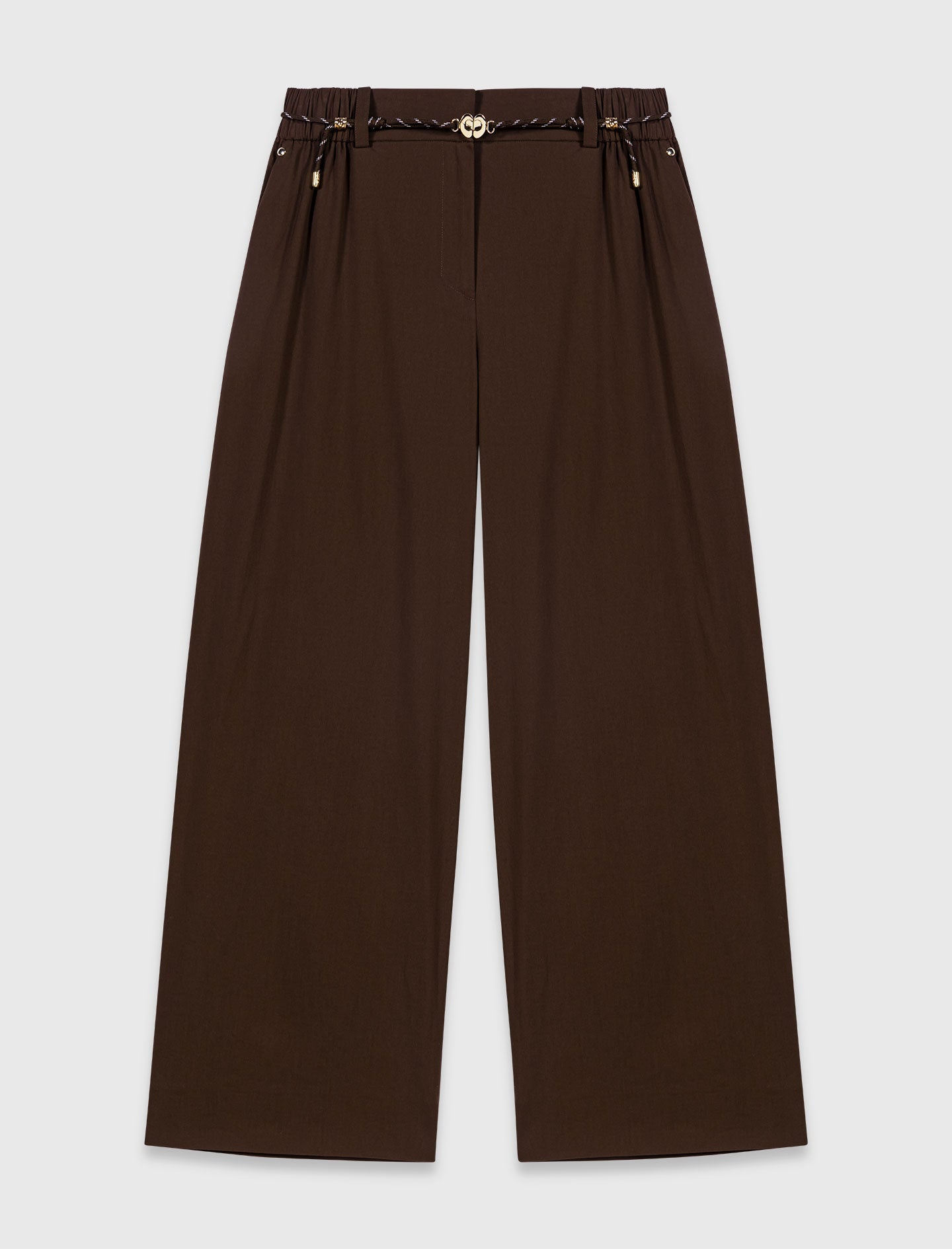Wide-leg cotton trousers Brown