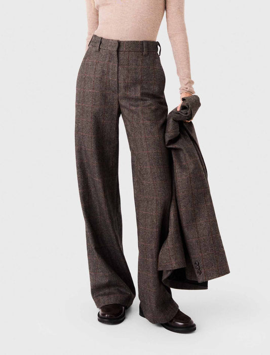 Checked Suit Trousers Brown