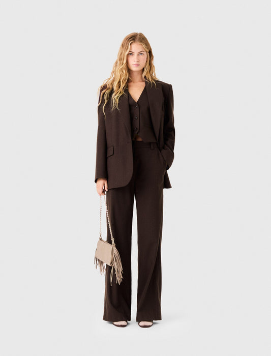 Rhinestone Suit Trousers Brown