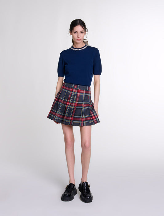 Navy featured Rhinestone knit top